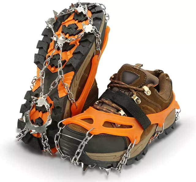 Ice Snow Grips,Traction Cleats Crampons for Footwear with 19 Steel Spikes