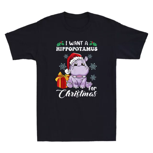 I Want A Hippopotamus For Christmas Hippo Xmas Pajamas Gift Retro Men's T-Shirt