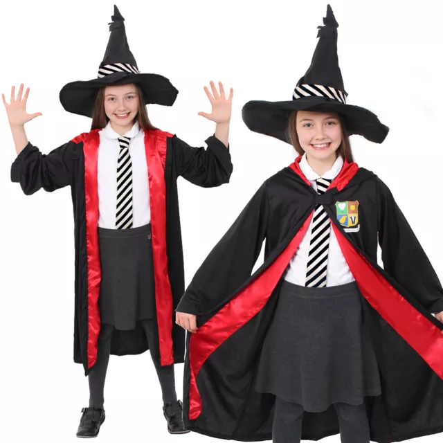 Girls School Witch Fancy Dress World Book Day Character Costume Halloween