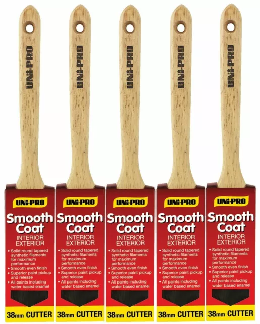 Uni-Pro Smooth Coat Paint Brushes Synthetic Sash Cutter 38mm Pack of 5 Top Quali