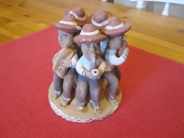Peruvian Rustic Terracotta Handmade Folk Art Figures - Candle/T Light Holder