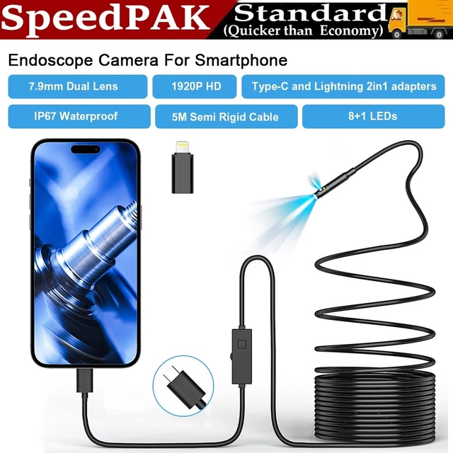 Telecamera di ispezione USB endoscopio impermeabile doppia lente per iOS e Android