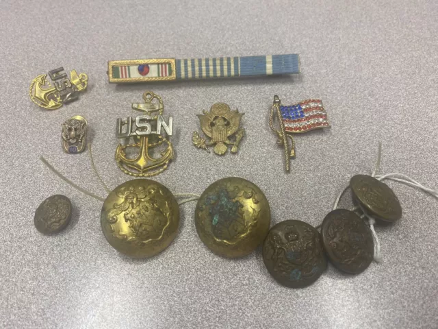 Small Lot Of Misc. Military Pins And Buttons