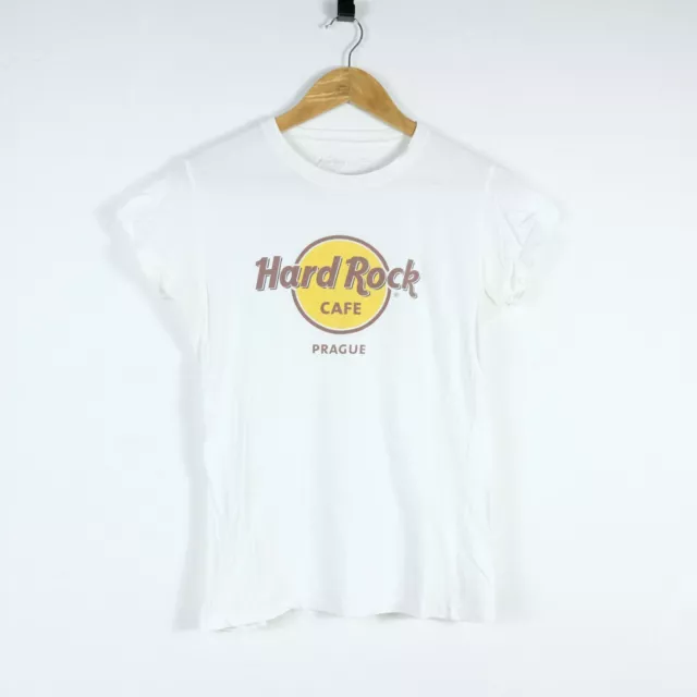 Maglia HARD ROCK CAFE PRAGUE Taglia S Donna Cotone Bianco Woman T-shirt Casual