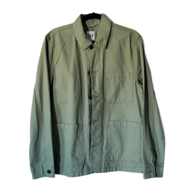 Gap Women’s Utility Cotton Open Pockets Jacket Olive Green Size Medium Button Up
