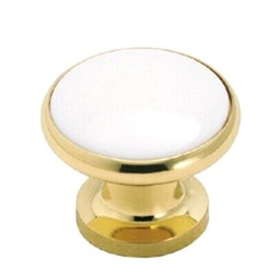 Amerock BP5526-WH3 Solid Brass 1 1/4" Cabinet Knob Pull, White Center