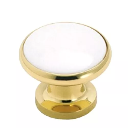 Amerock BP5526-WH3 Solid Brass 1 1/4" Cabinet Knob Pull, White Center