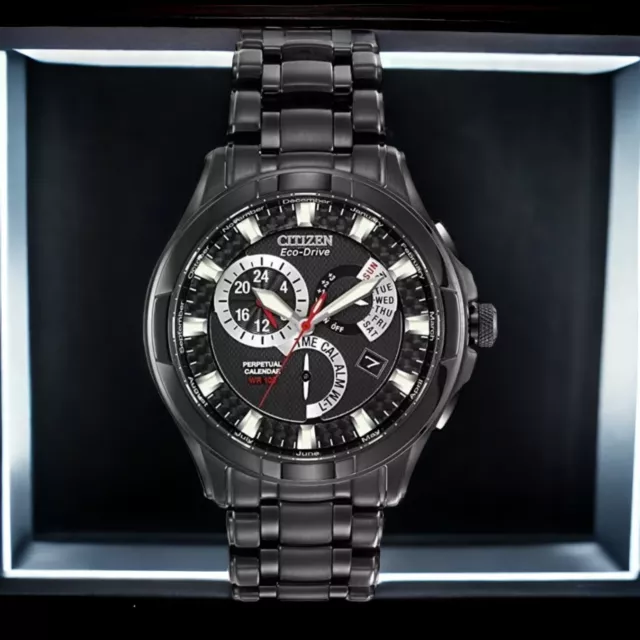 CITIZEN Eco-Drive Perpetual Calendar Black Dial  Bracelet Men's Watch BL8097-52E