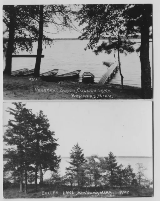 2 1920's-40's Era Brainerd Minnesota Cullen Lake Real Photo Postcards RPPC