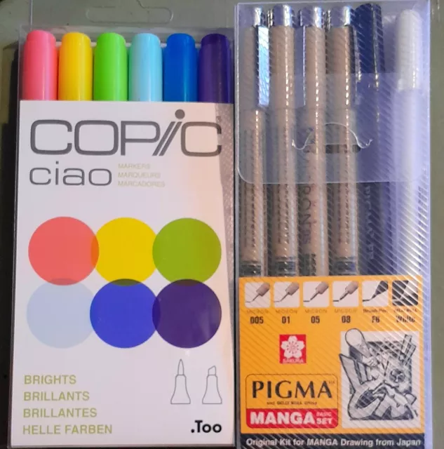 Brand NEW COPIC Ciao Brights Blendable Markers, SAKURA PIGMA MANGA Japanese Pens