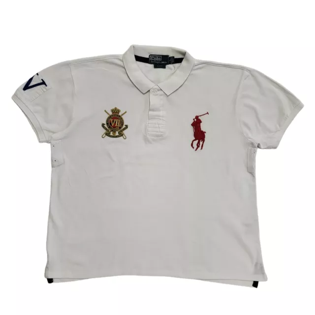 Polo Ralph Lauren bianca a maniche corte polo aderente Regno Unito uomo L Eu 54 L19