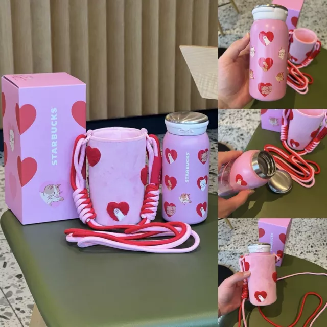 STARBUCKS 2025 CHINA Valentine's Day Cute Cat Heart 12oz SS Tumbler