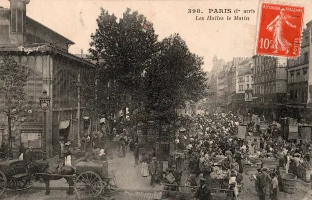 75 Cpa Animee Debut 1900 Paris Les Halles Du Matin