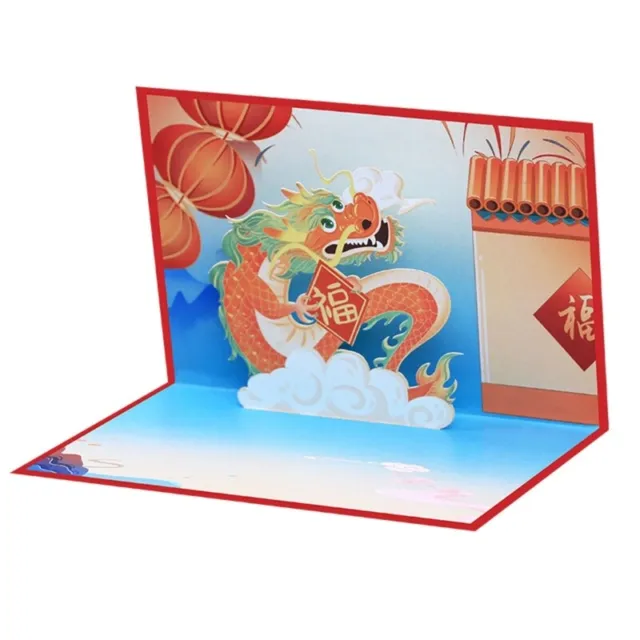 3D Popup Dragon Greeting Card with Envelope Blessing Cards for Spring Festival