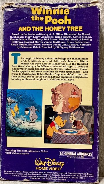 VHS WALT DISNEY Winnie The Pooh and The Honey Tree VHS Vintage Rare