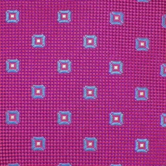 DAVID DONAHUE Mens Pink Blue GEOMETRIC Self-tipped Handmade Woven Silk Tie NWT