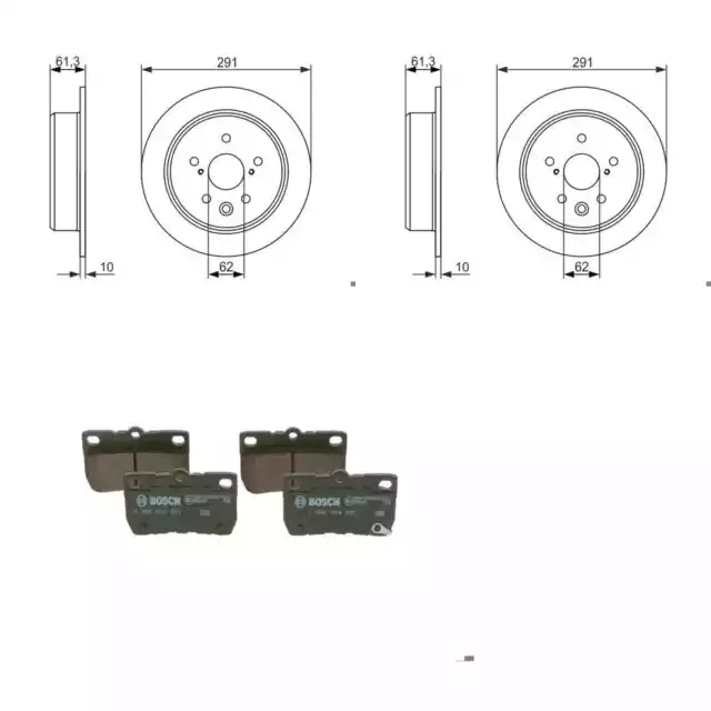 BOSCH Disques 291mm + Revêtements Arrière Convient pour Lexus Is II E2+ Est C