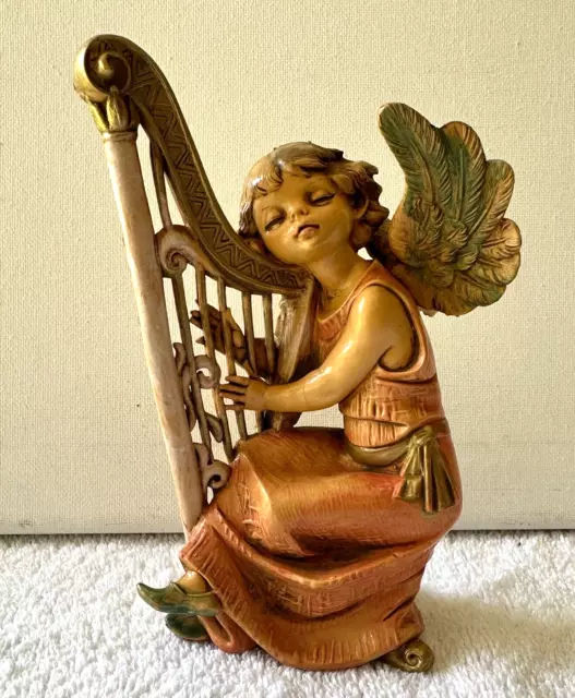 Vintage Fontanini Angel Figurine with Harp Depose Italy #361 with Spider Mark