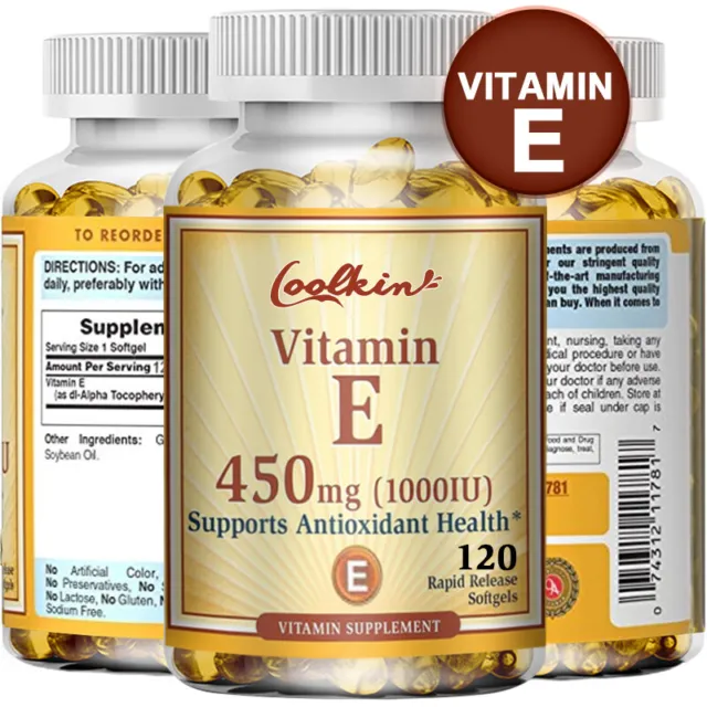 Vitamin E 1000 Iu 450mg Capsules - Supports Skin, Hair, Immune and Eye Health