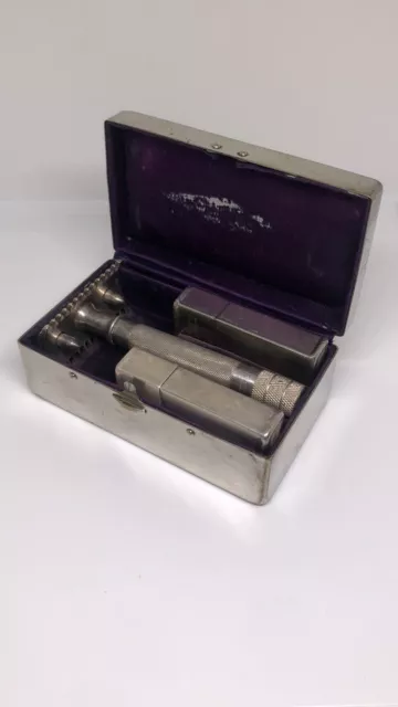 Vintage Pat. Nov.15.04 N Gillette Single Ring Silver DE Safety Razor NO CRACKS