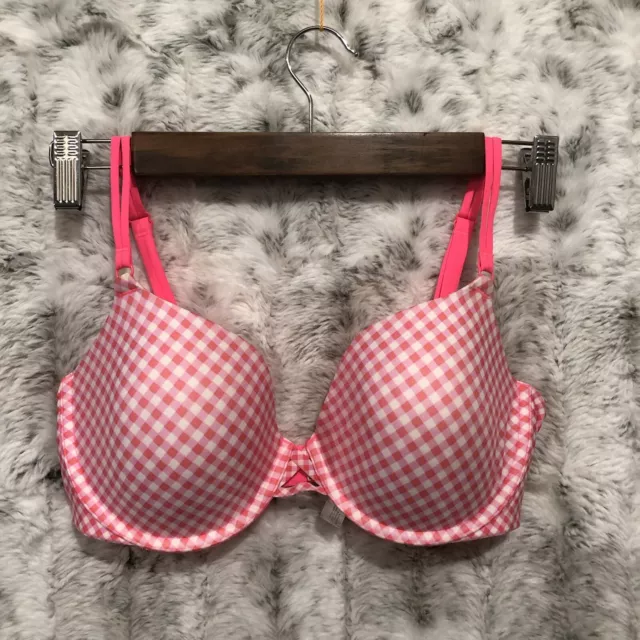 Victoria's Secret PINK Demi Bra 34DD Pink/White Checkered Color