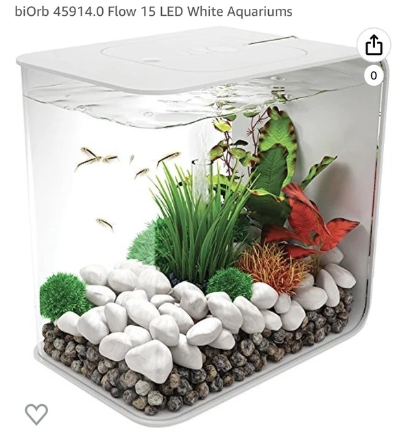 biOrb Flow 15L LED Aquarium with Standard Light, 4 Gallon, White- FACTORY SEALED