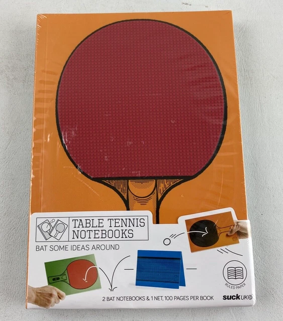 Table Tennis Ping Pong Notebooks - 2 Bat Notebook, 1 Net, 100 Pgs Per Book