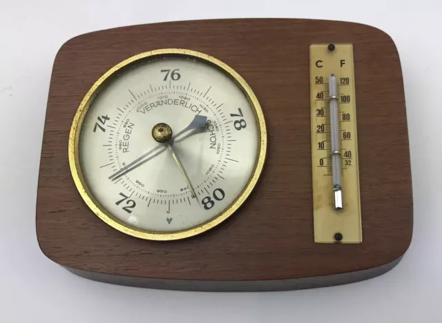 Alte Wetterstation Barometer & Thermometer 70er Jahre,funktionstüchtig