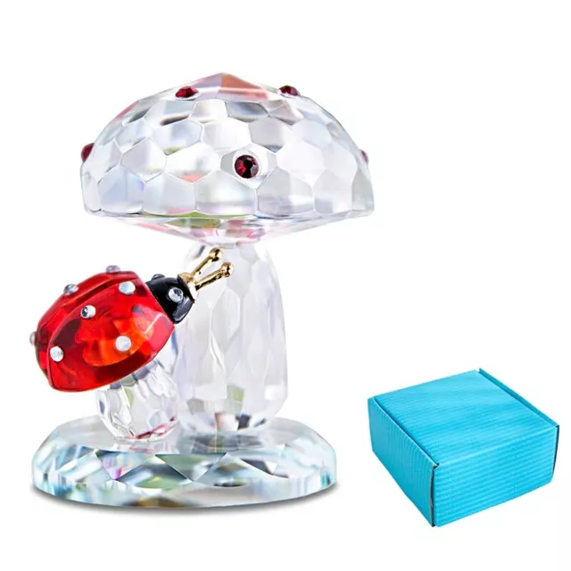 Crystal Mushroom Paperweight Figurine Transparent with Gift Box for Home Decor