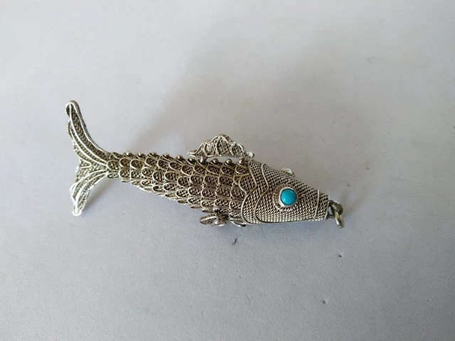 Pendentif Poisson Art Nouveau - Argent Massif 925 - Breloque Ancienne Créateur