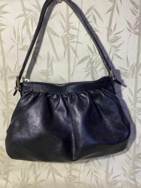 Perlina New York Black Genuine Soft Leather Hobo Bag Handbag Shoulder Purse