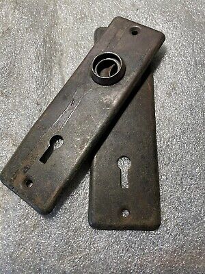 Antique Pair Of Art Deco Stamped Steel backplates 2