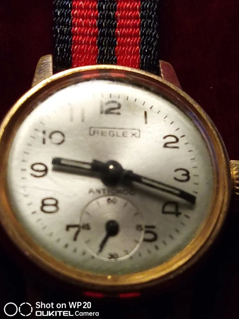 Montre Ancienne REGLEX Mécanique – Boîtier Carré Acier, Cadran Marron, Bracelet Cuir Noir, Style Vintage Luxe
