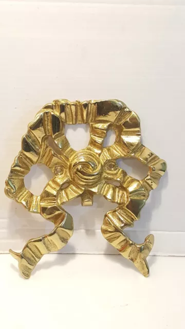 Vintage Bombay Brass Ribbon Bow Wall Hanger