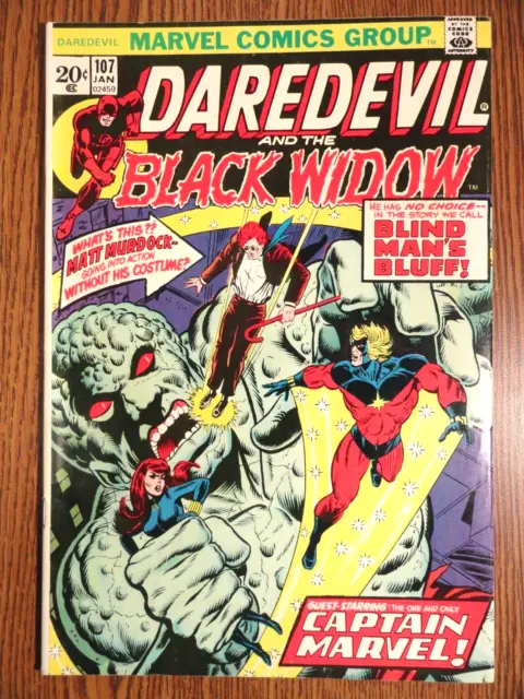 Daredevil #107 Starlin Capitán Marvel Cubierta Clave Black Widow Thanos 1st