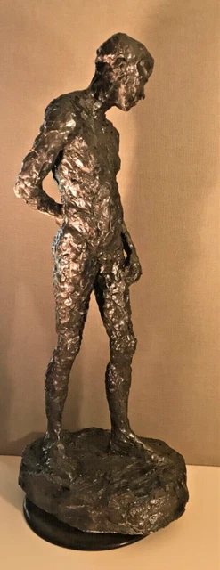 Large Mid 20th Century Modernist Plaster Statue of Nude Male Youth 31” H