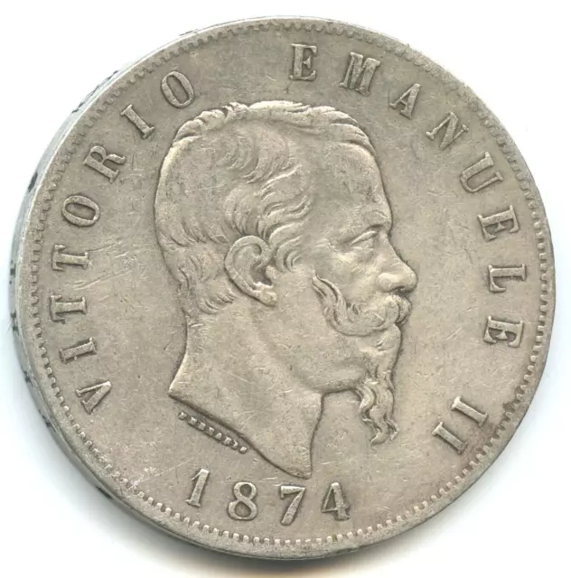 Italia 5 lire argento Vittorio Emanuele II 1874 M n°6003