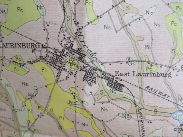 1909 Antique Color Map Scotland County North Carolina Laurinburg 23 X 30 #0359 2