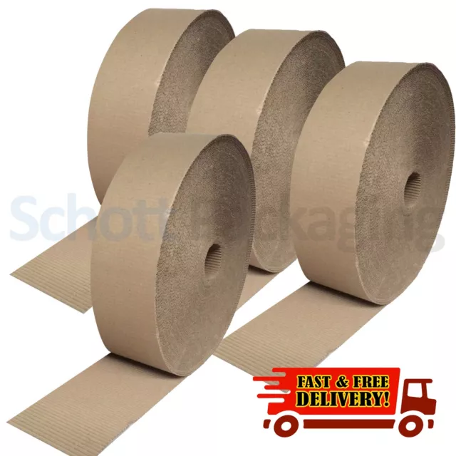 4 x 300mm x 75M CORRUGATED CARDBOARD PAPER ROLL 300M TOTAL METRES