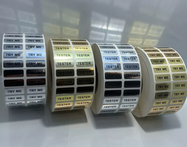 Metallic Tester / Try Me  Labels Mini Stickers  25mm x 10mm