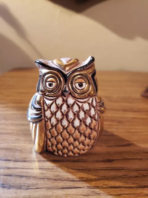 Vintage Artesania DeRosa Rinconada Owl Ceramic Gold Platinum Handmade Uruguay Vintage Artesania DeRosa Rinconada Owl Ceramic Gold Platinum Handmade Uruguay