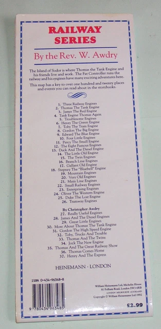 THOMAS THE TANK ENGINE RAILWAY MAP The Island of Sodor, Rev W. Awdry ...