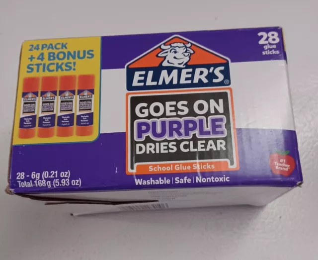 Elmer's 28ct 6g School Glue Sticks - Disappearing Purple total 56 Stick