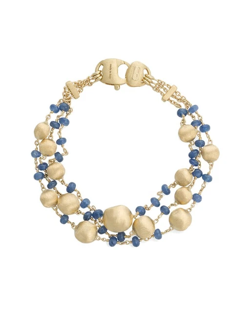 Marco Bicego Africa Precious Gold Sapphire Three Strand Bracelet Women's