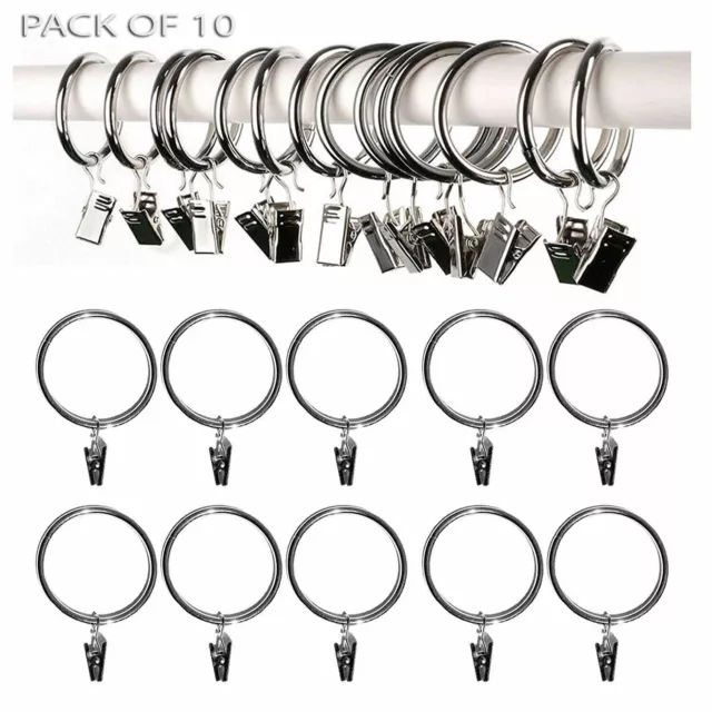 Heavy Duty Metal Curtain Rings pole Rod Voile Curtain Hooks with Clips 30MM