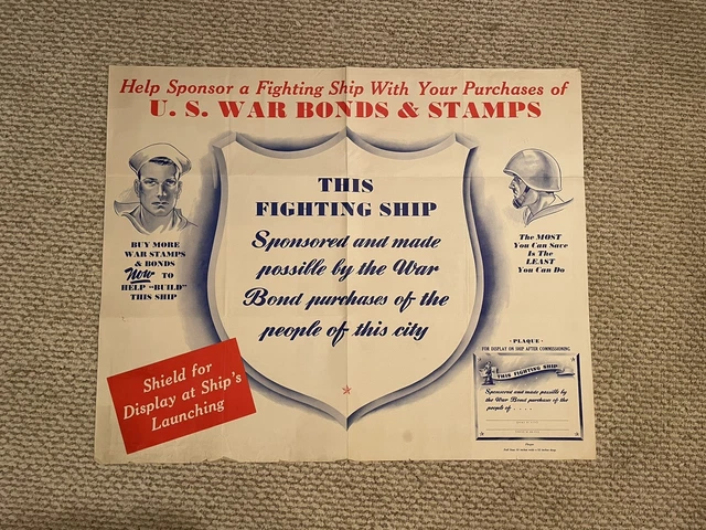 &ORIGINAL SELTENE SCHIFFE Taufe Krieg Bond Zweiter Weltkrieg Poster ... &ORIGINAL SELTENE SCHIFFE Taufe Krieg Bond Zweiter Weltkrieg Poster ...