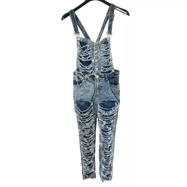 DAZL Denim Overalls Juniors Size 9 Distressed Destroyed Skinny