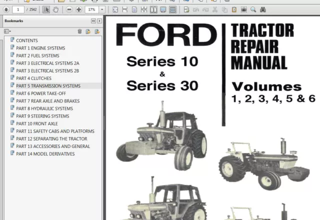 Ford Tractor, Series 10 Series 30 Service Manuals 2610 thru 8210, 6 volume 1 DVD 2