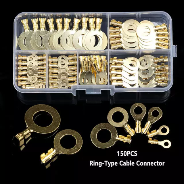 150 Stück Ringkabelschuhe Ringösen M3 M4 M5 M6 M8 M10 Sortiment Set mit Box