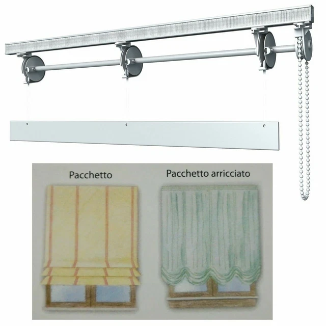 Binario Per Tenda A Pacchetto Sistema Scorritenda Bastone Alluminio Bianco Tende